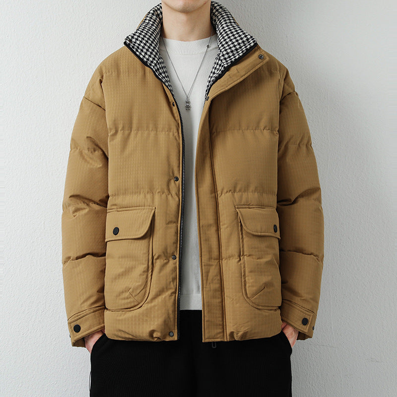 Herren Modische Pufferjacke mit Karokragen Drune
