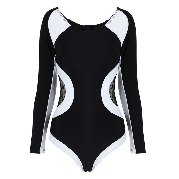 Damen Sportlicher Langarm Badeanzug Drune