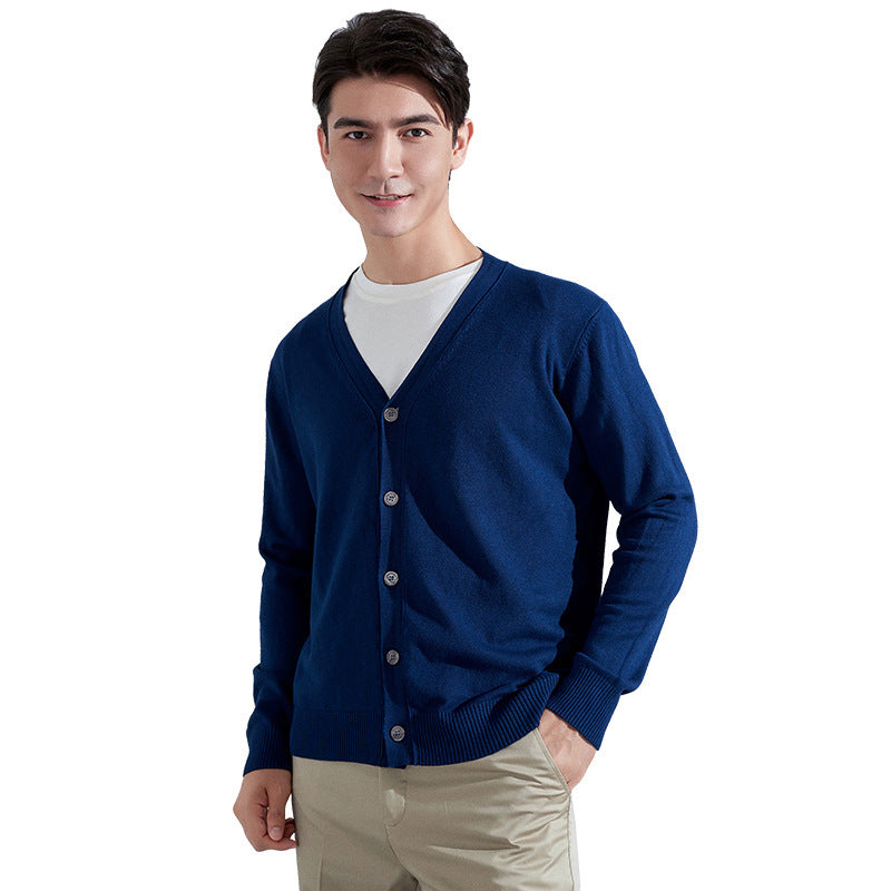 Herren Leichter Feinstrick-Cardigan mit V‑Ausschnitt und Business‑Silhouette Drune