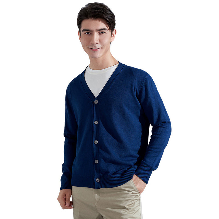 Herren Leichter Feinstrick-Cardigan mit V‑Ausschnitt und Business‑Silhouette Drune