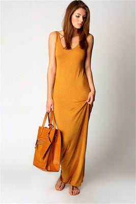 Damen Elegantes, figurbetontes Maxikleid mit tiefem Rundhalsausschnitt Drune