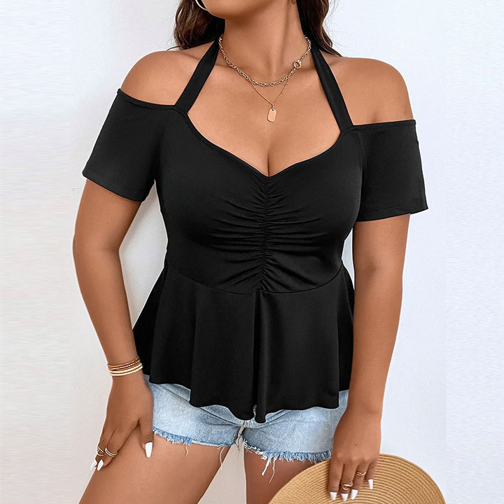 Damen Oberteil mit schulterfreiem Design und gerafftem Saum Drune