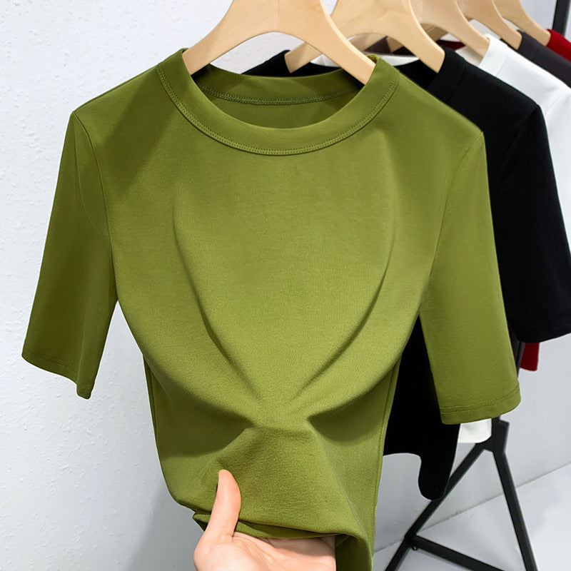 Damen Basic T-Shirt mit weicher Baumwollmischung und körperbetonter Passform Drune