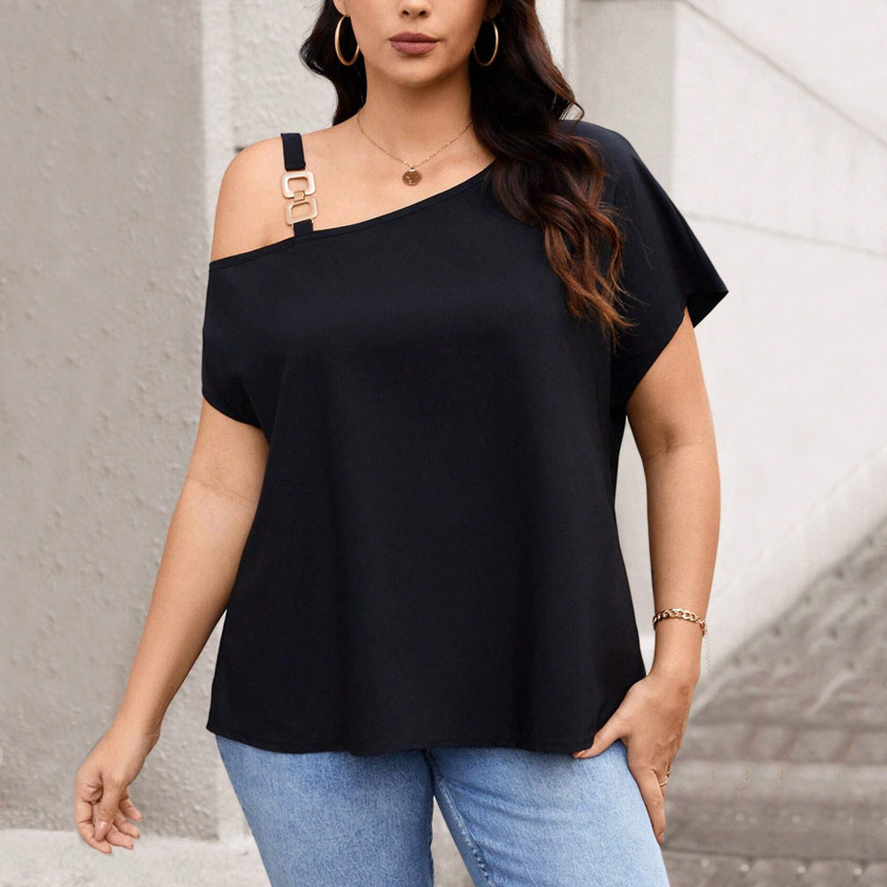 Damen asymmetrisches Oberteil mit modischem Schulterdesign Drune