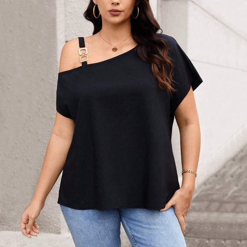 Damen asymmetrisches Oberteil mit modischem Schulterdesign Drune