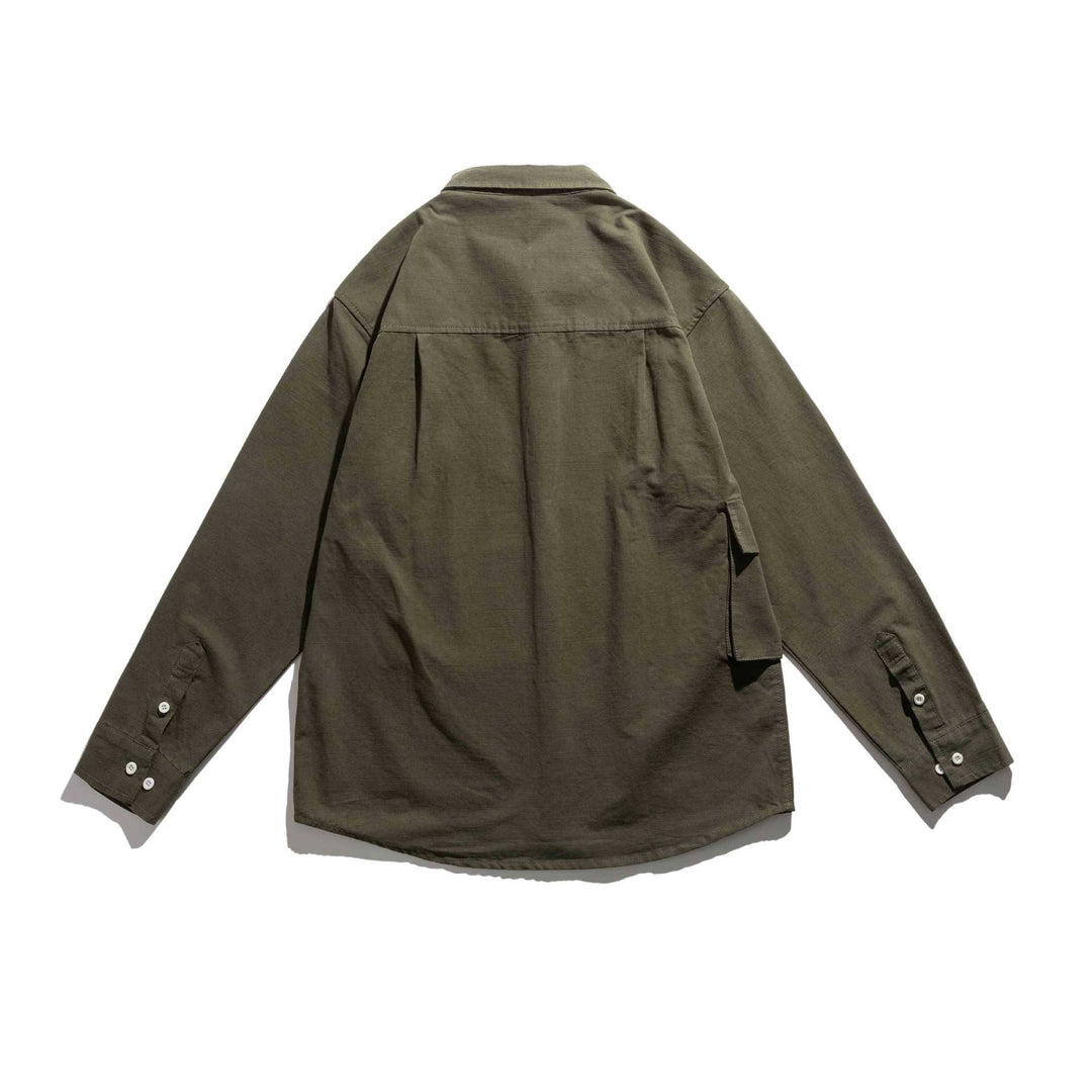 Herren Utility-Overshirt mit aufgesetzten Taschen und asymmetrischem Kontrast-Detail Drune