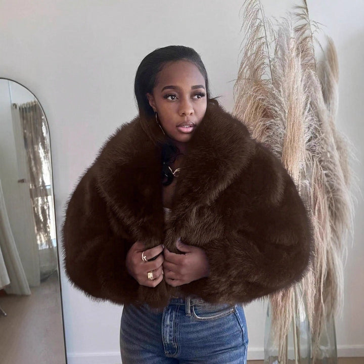 Damen Kuschelige Felljacke im Trend Drune