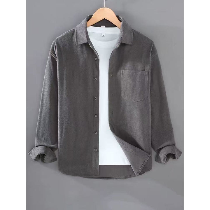 Herren Leichte Feincord-Hemdjacke mit Brusttasche und Kentkragen Drune