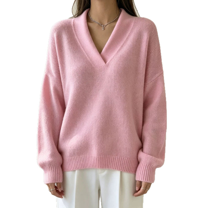 Damen Kaschmir-Touch V-Ausschnitt Relax-Pullover mit Raglanärmeln Drune