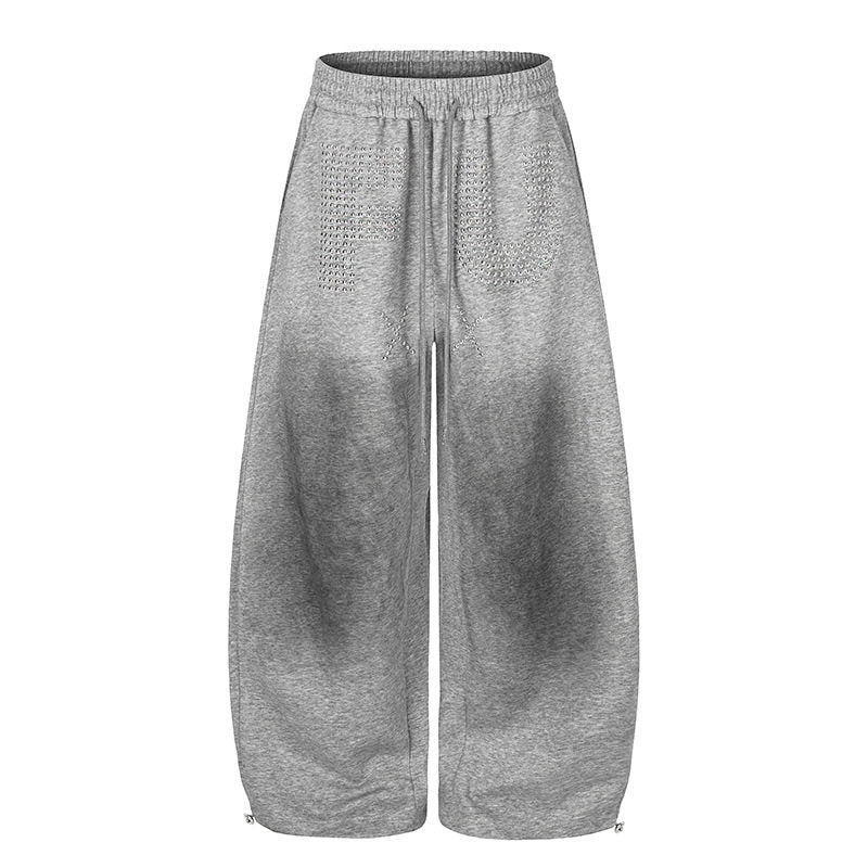 Damen Extraweite Cropped Palazzo-Sweathose mit Komfortbund und Tunnelzug Drune