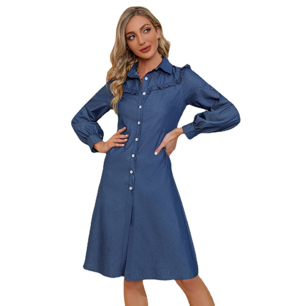 Damen Hemdblusenkleid mit Rüschen Drune