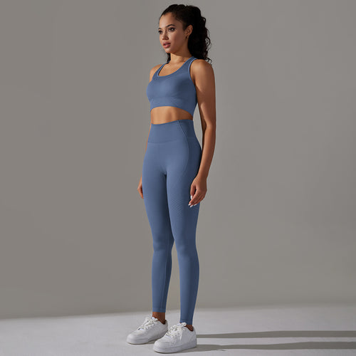 Damen Sport-BH und Hochbund-Leggings Set mit nahtloser Verarbeitung und atmungsaktiven Eigenschaften Drune