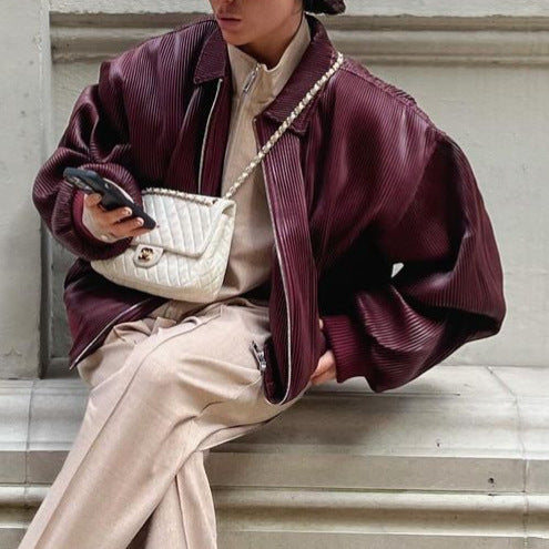 Damen Plissierte Jacke im Trendigen Oversized-Style Drune