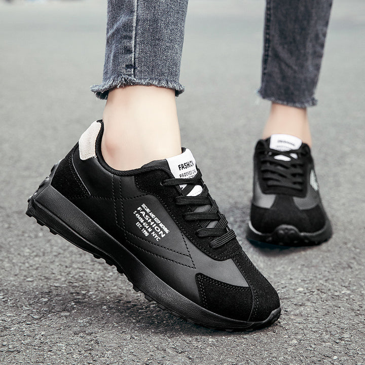 Damen nan leichte Retro-Laufsneaker aus Lederimitat und Velours mit gepolsterter Fersenstütze und rutschfester Profilsohle Drune