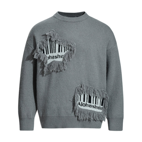 Herren Strickpullover mit Fransen-Applikation und Intarsien Drune