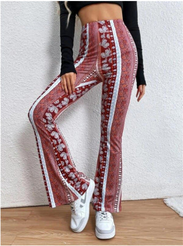 Damen nan ausgestellte Floral-Print Schlaghose mit hoher Taille Drune