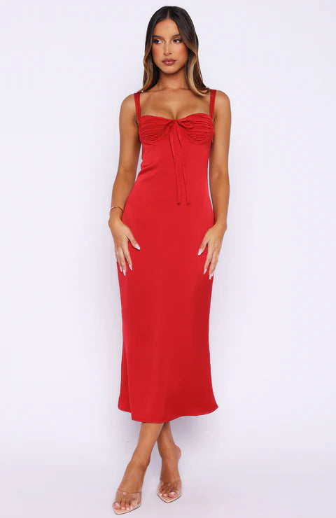 Damen figurbetontes Maxi-Kleid mit floralem Design und seitlichem Schlitz Drune