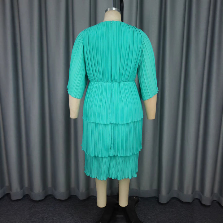 Damen Plissiertes Maxikleid mit tailliertem Gürtel Drune