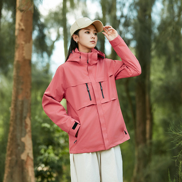 Herren technische Outdoorjacke mit Kapuze, wasserabweisender Membran und multifunktionalen Reißverschlusstaschen Drune