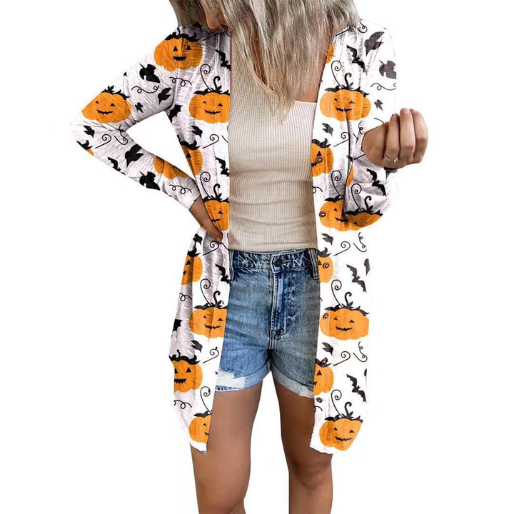 Damen Langärmlige Die Halloween-Kimono-Jacke mit einzigartigem Druck Drune