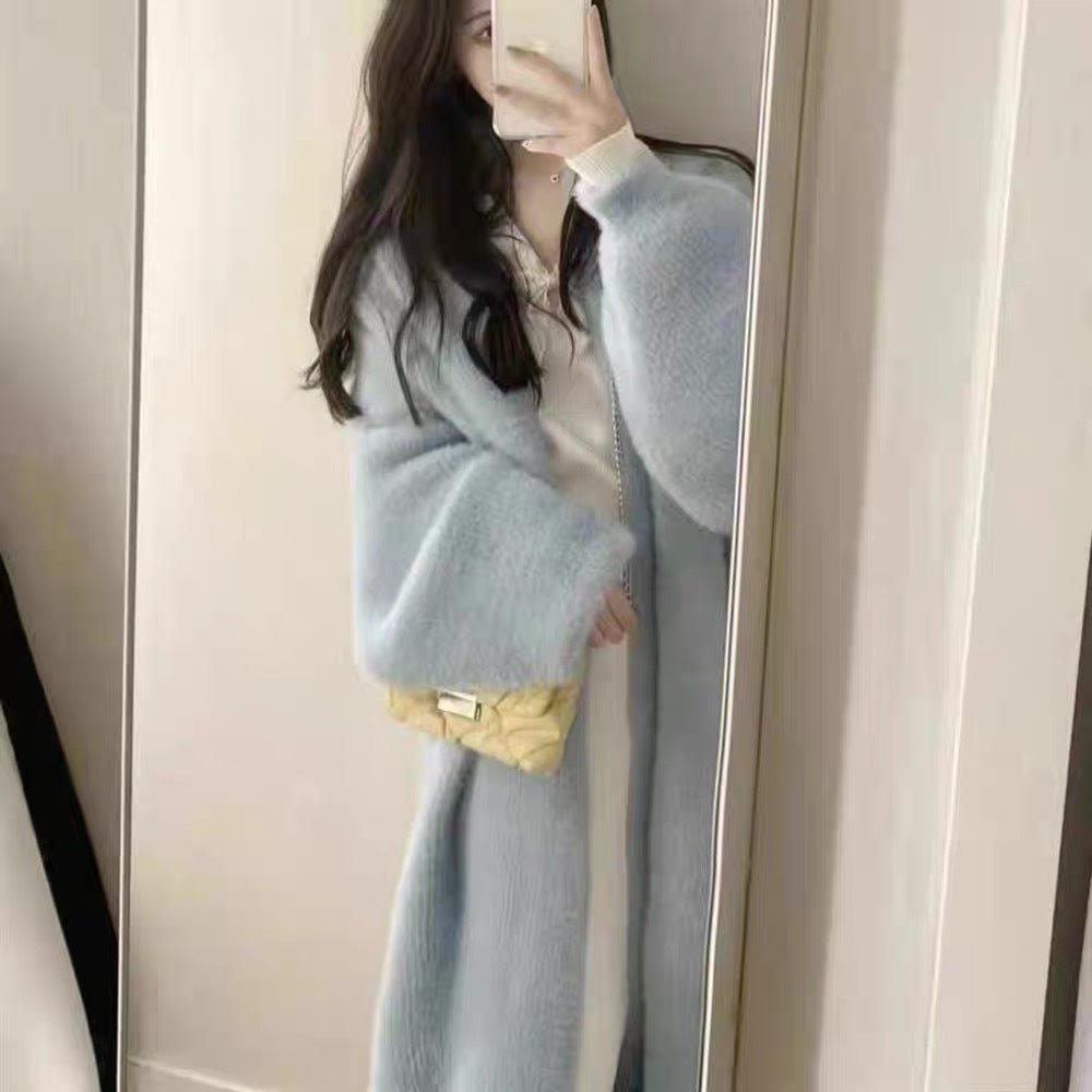 Damen Langer Übergroßer Maxi-Strickcardigan mit offener Front Drune