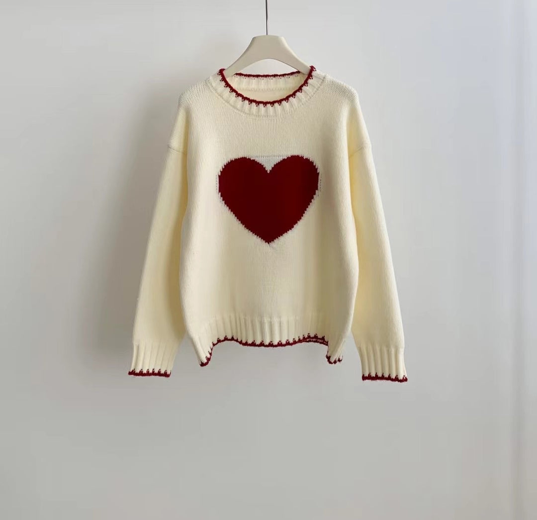 Damen Strickpullover mit Herzmotiv und lässigem Schnitt Drune