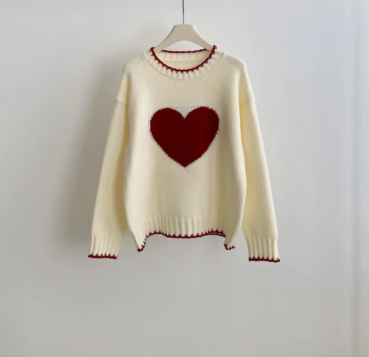 Damen Strickpullover mit Herzmotiv und lässigem Schnitt Drune
