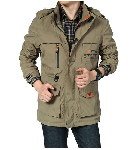 Herren leichter Utility-Fieldparka mit Kapuze, Multifachtaschen und taillierbarem Kordzug Drune