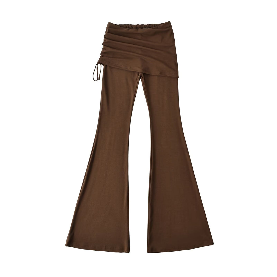 Damen Schlaghose mit integrierter Mini‑Rock‑Überlage und Kordelzug Drune