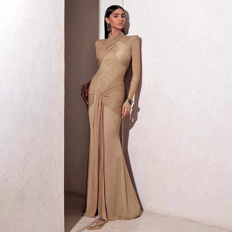 Damen elegantes figurbetontes Abendkleid mit raffiniertem Drapierungsdesign Drune