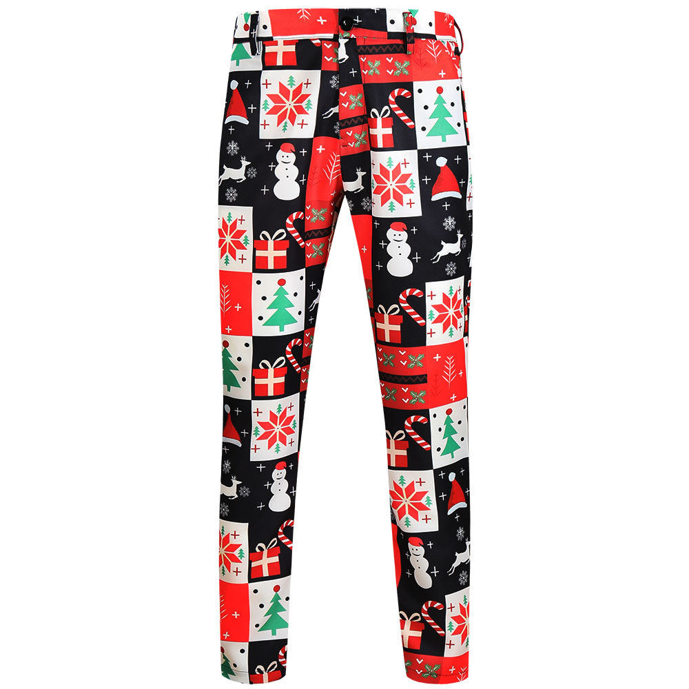 Herren Weihnachtliche Slim‑Fit Chinohose mit Allover-Santa‑Print und Stretchkomfort Drune