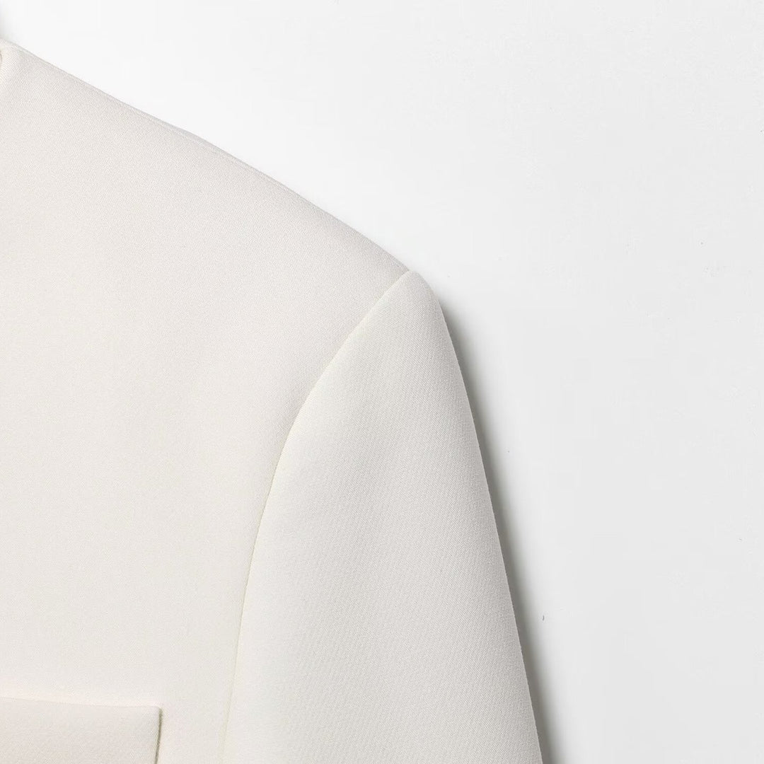 Damen 80+ taillierter Cropped-Blazer mit Stehkragen und verdeckter Knopfleiste Drune