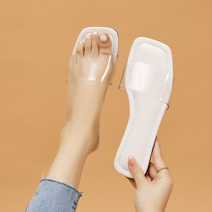 Damen Flache transparente Pantoletten mit ergonomischer Fußbett-Technologie Drune