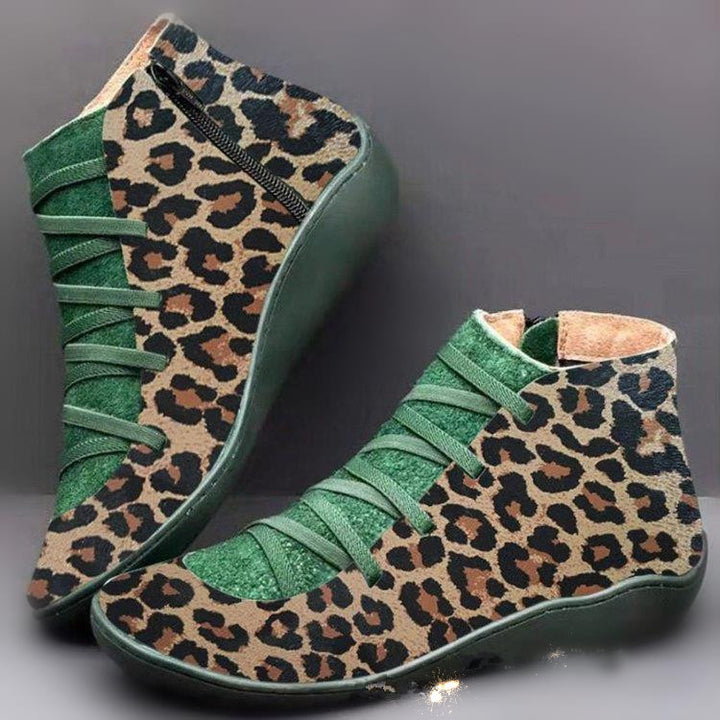 Damen nan knöchelhoher Softleder-Sneakerboot mit seitlichem Reißverschluss elastischer Zierschnürung und ergonomischer Komfortsohle Drune