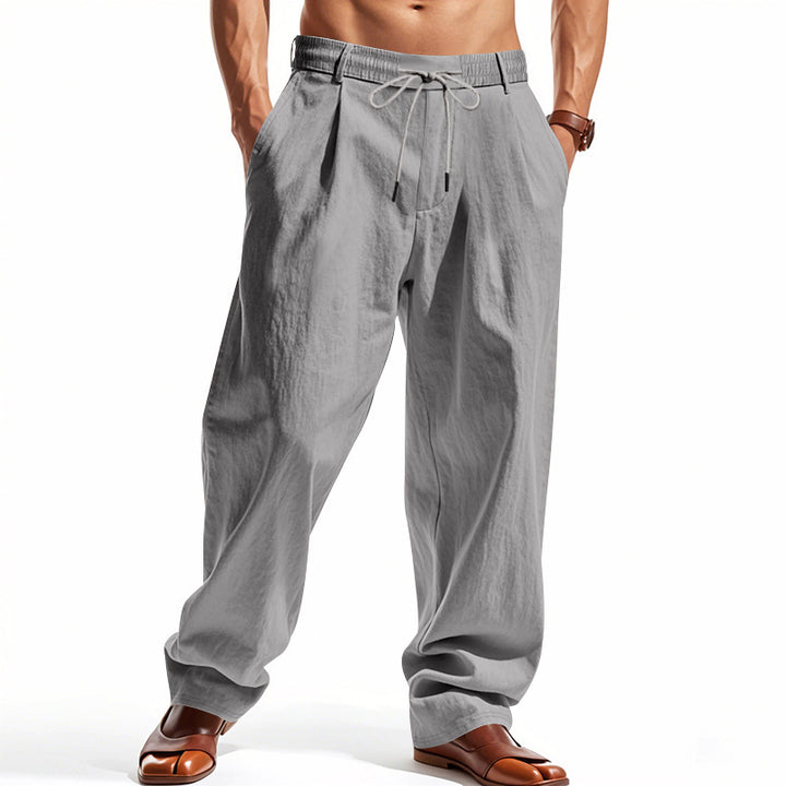 Herren elegante und lockere Freizeithose mit elastischem Bund und praktischen Taschen Drune