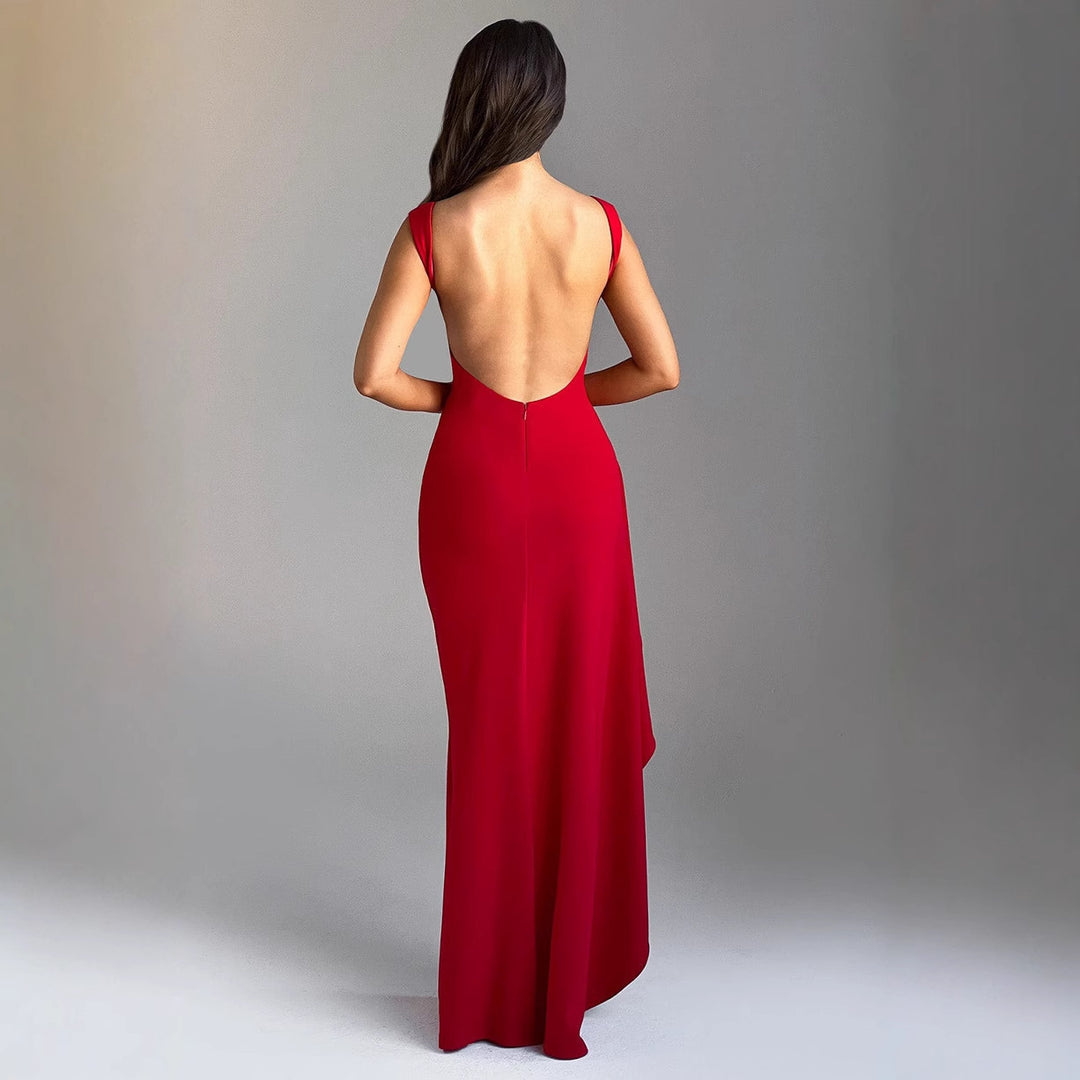 Damen Abendkleid mit hohem Schlitz und Raffungen Drune