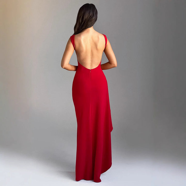 Damen Abendkleid mit hohem Schlitz und Raffungen Drune
