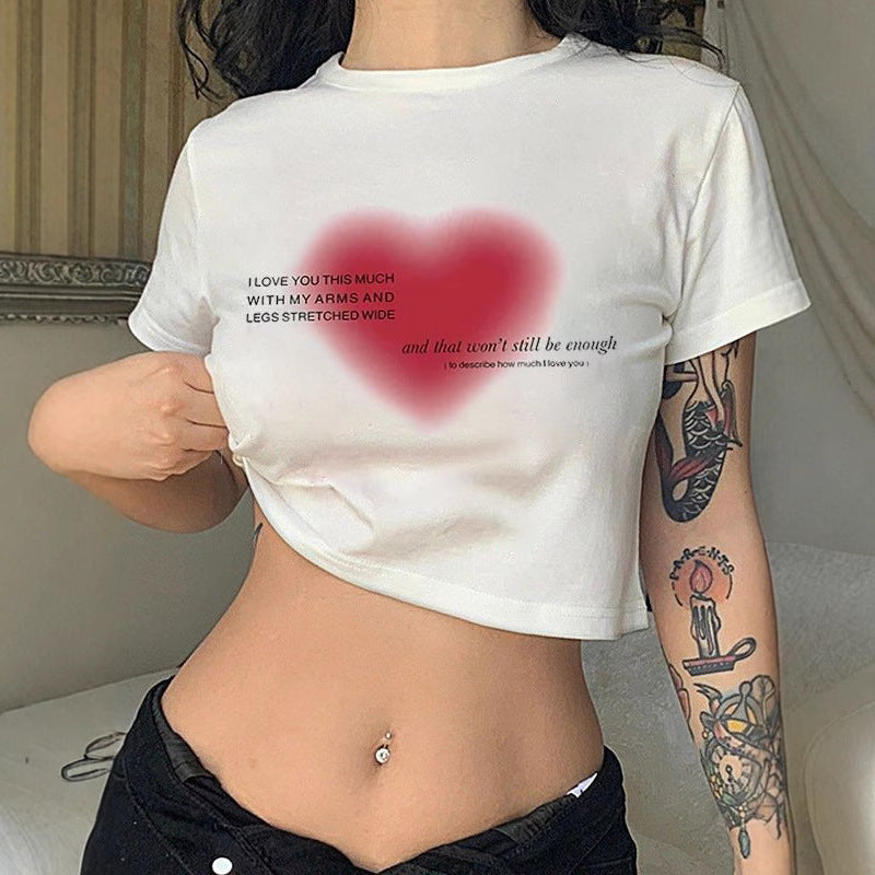 Damen Crop-T-Shirt mit fröhlichem Kirschmotiv Drune