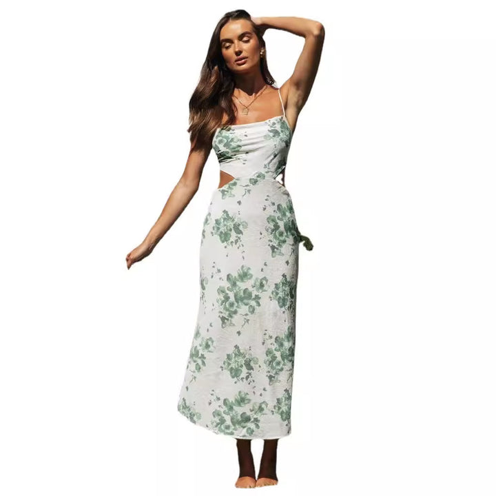 Damen Maxikleid mit seitlichen Cut-Outs und floraler Musterung Drune