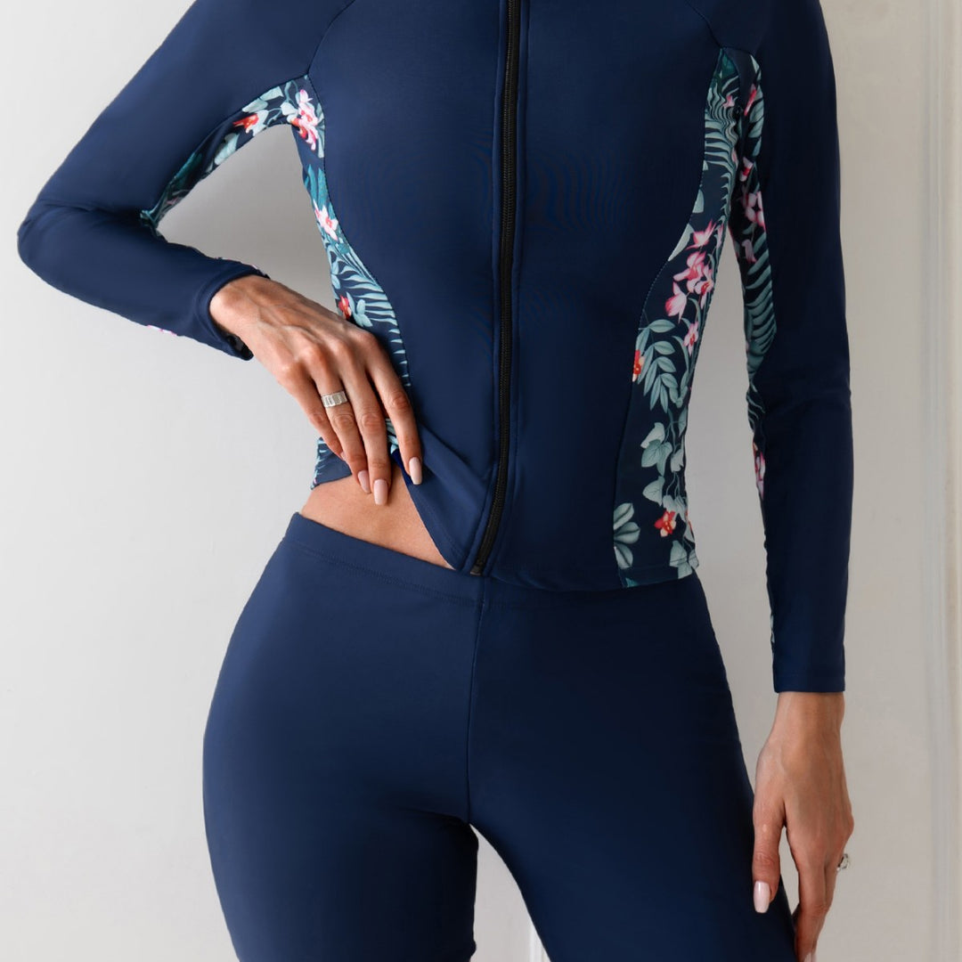 Damen Sportlicher Surfanzug mit floralem Einsatz Drune