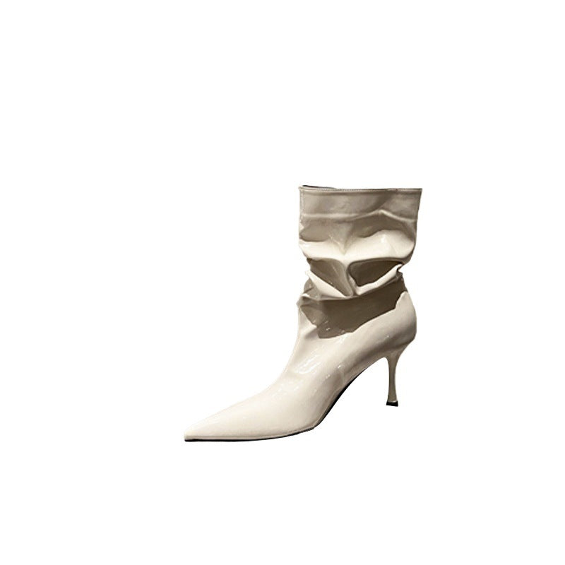 Damen elegante Stiefeletten mit spitzem Zehenbereich und schickem Falten-Design Drune