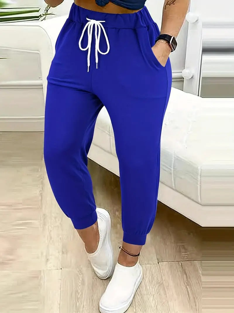 Damen Lässige Jogginghose mit Kordelzug, elastischem Komfortbund und schmalem Bündchen Drune