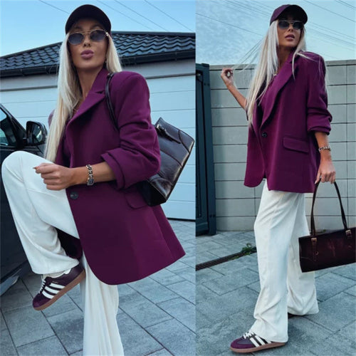 Damen Elegante und lässige Blazer-Kombination mit Kapuzenpullover Drune