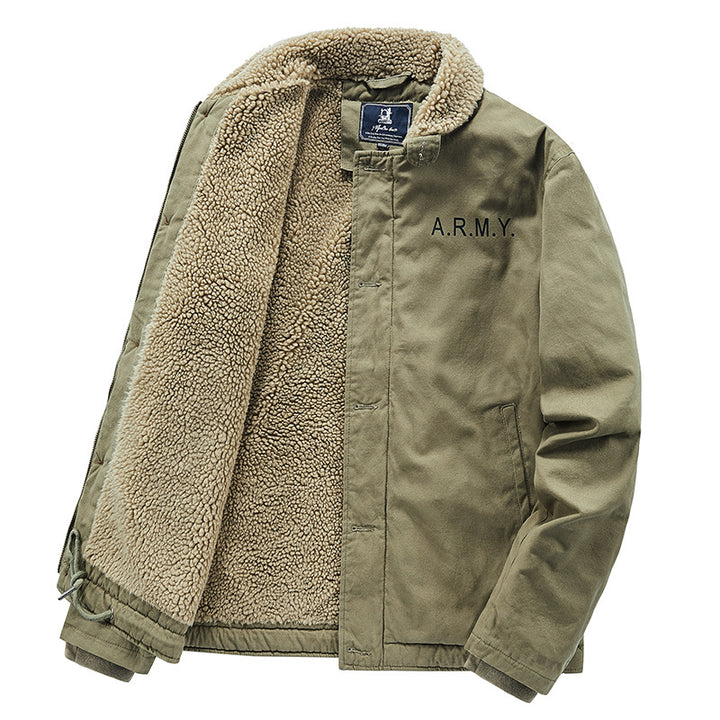 Herren nan gefütterte Fieldjacke mit Teddyfutter, verdeckter Zweiwege-Reißverschluss und Kordelzug Saum Drune