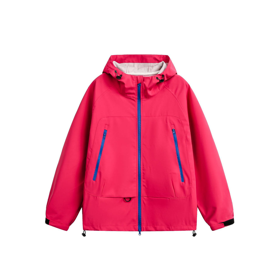 Damen Wasserdichte Softshell‑Regenjacke mit Kapuze, verstellbarem Saum und kontrastierenden Reißverschlüssen Drune