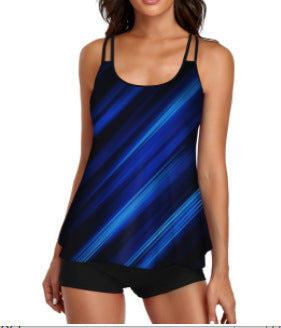 Damen Sportliches Tankini-Set mit bequemem Shorts und verstellbaren Trägern Drune