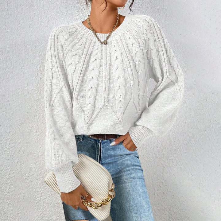 Damen Grobstrickpullover mit detailverliebtem Zopfmuster und weitem Schnitt Drune