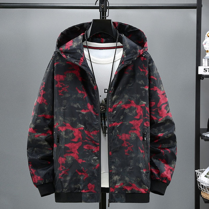 Herren Modische Kapuzenjacke mit Camouflage-Muster Drune