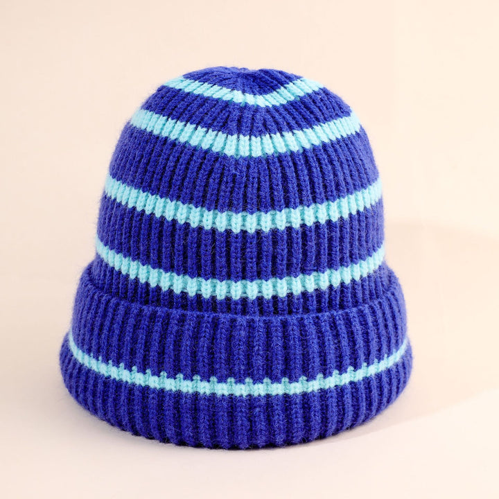 Damen Beanie-Mütze mit gestreiftem Design und weichem Innenfutter Drune