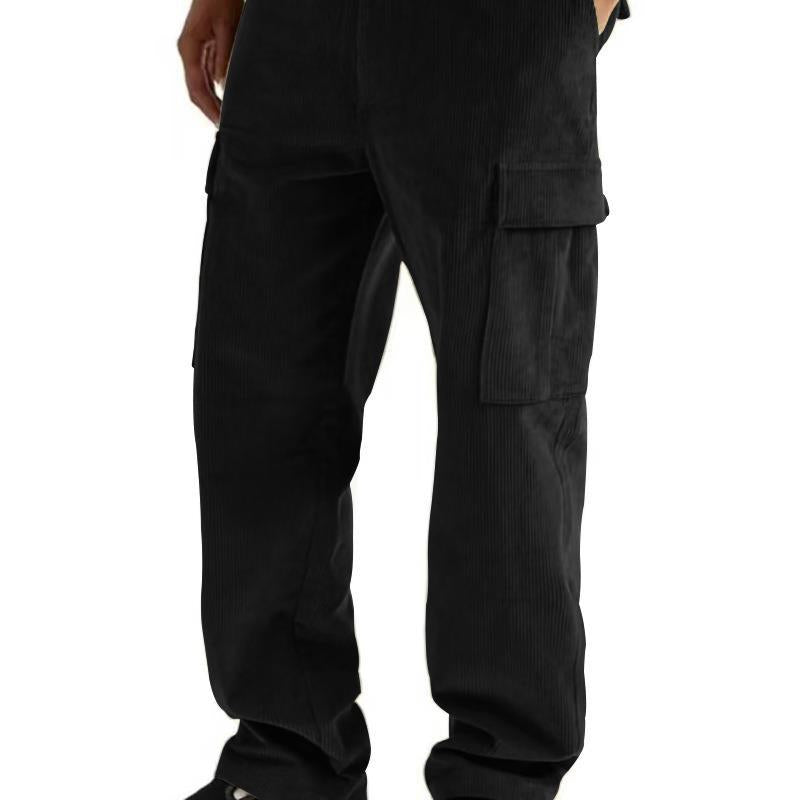 Herren nan Cord-Cargo-Jogginghose mit elastischem Bund, Kordelzug und aufgesetzten Klappentaschen Drune